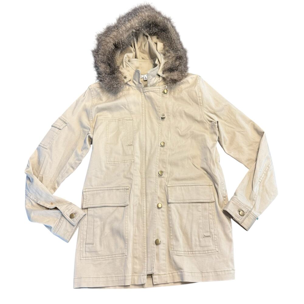 Cabi Women’s tan Nanook faux fur trim hooded jacket, S - Picture 3 of 11